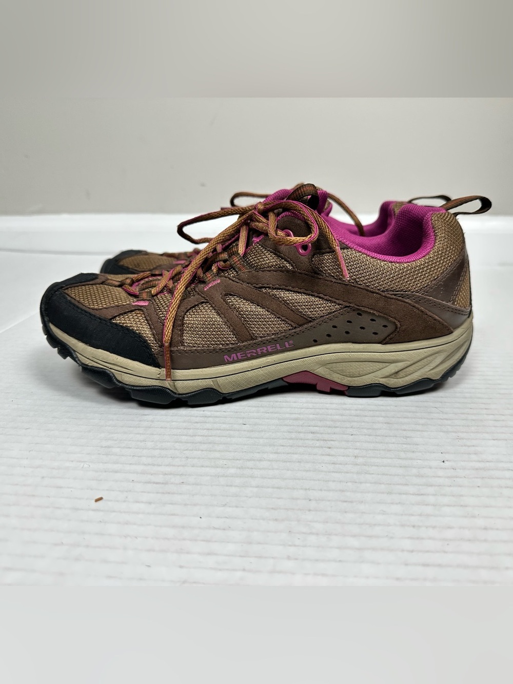 Merrell J55690 Otter Brown Pink Mesh Waterproof Hiking Trail Shoes Women's 9.0 - Picture 3 of 9